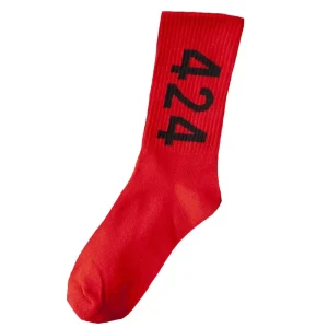 "424" Chaussettes Rouge Montantes Streetwear - URB1™