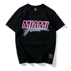 "MIAMI" T-shirt Noir Oversize Streetwear - URB1™