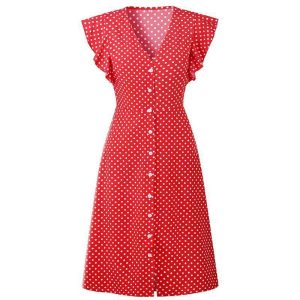 Robe Longue A Pois Manches A Volants