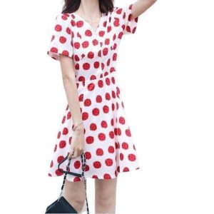 Robe A Pois Courte Rouge