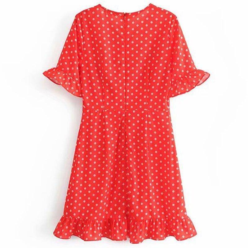 Robe A Pois Courte Ete Rouge – Image 2