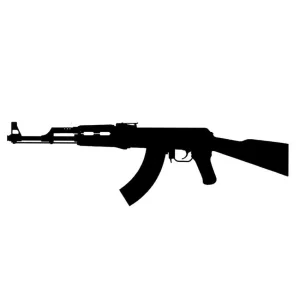 "AK-47" Tatouage temporaire éphémère minimaliste Noir