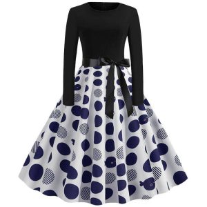 Robe Longue A Pois A Noir Vintage