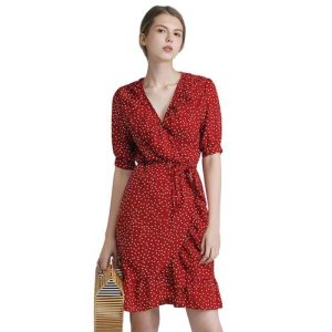 Robe A Pois Courte En Lin Ete
