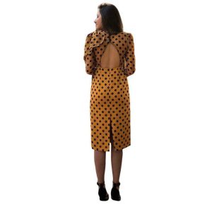 Robe Longue A Pois Col Roule Moulante