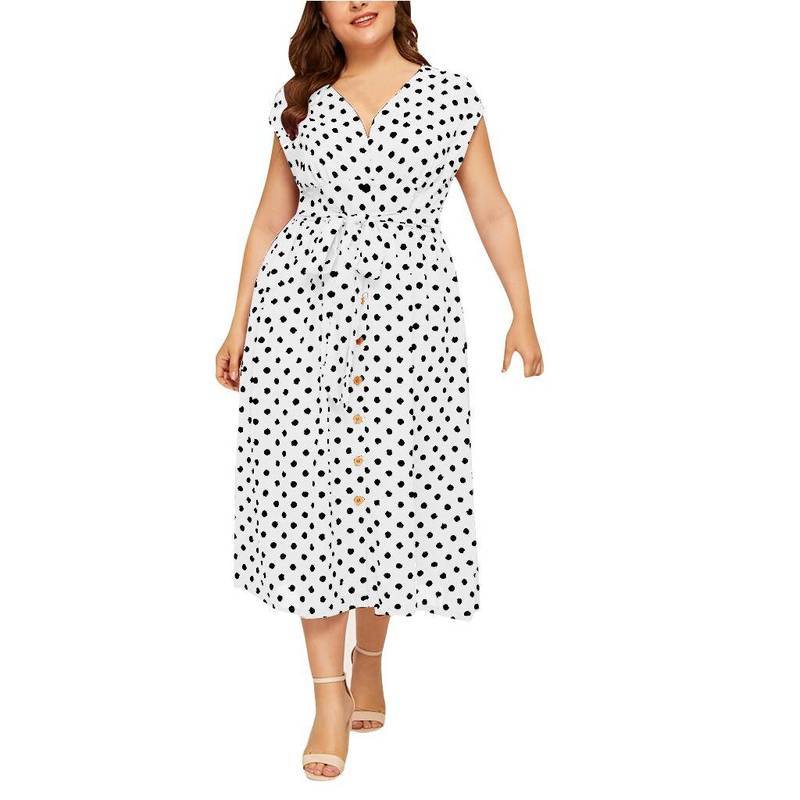 Robe A Pois Ceinture Femme Taille – Image 2