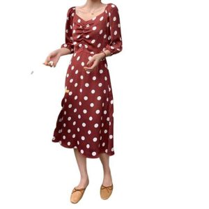 Robe D Ete A Pois Satin Longue