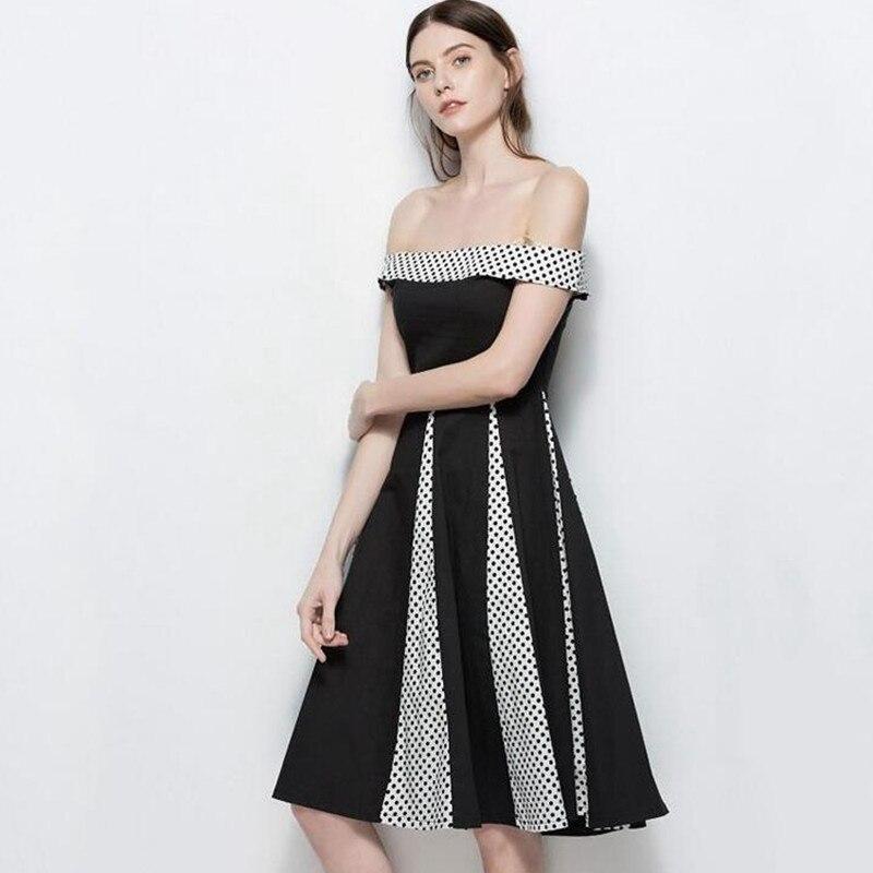 Robe De Soirée Courte Rouge Sans Bretelles À Pois Année 50 – Image 5