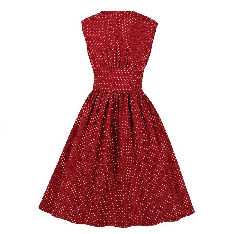 Robe D Ete A Pois Rouge Longue Grande Taille – Image 2