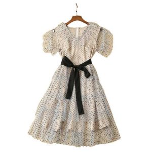 Robe A Pois Ceinture Col Cravate