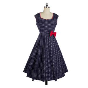 Robe À Pois Courte Coeur Bleu Cache Manche Courte