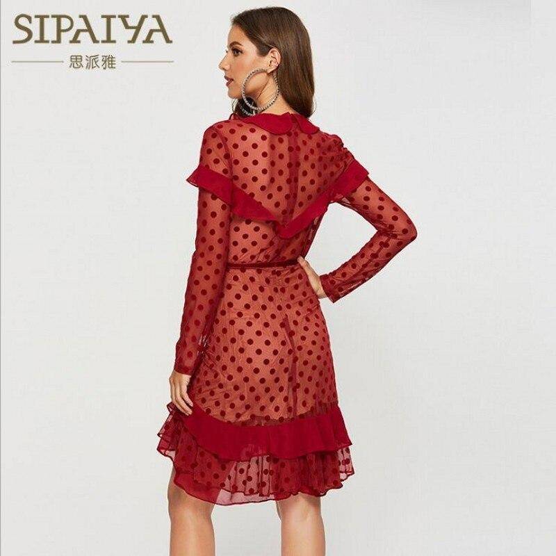 Robe Longue A Pois Bustier Manches Volants – Image 2