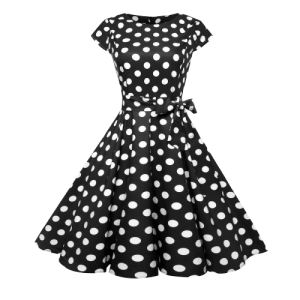 Robe Cocktail Années 50 60 Rétro À Pois Courte