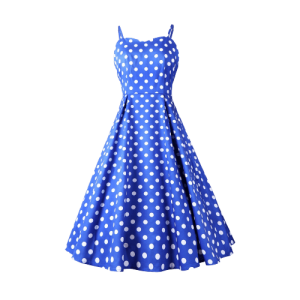Robe Bleu À Pois Blanc Femme Des Années 50