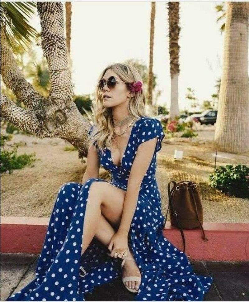 Robe Boheme A Pois Vetement Femme Style – Image 2