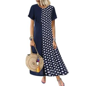 Robe Longue A Pois Tunique Imprimee Grande Taille