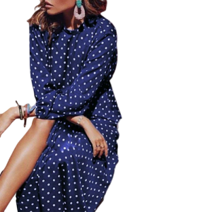 Robe Longue À Pois Bleu Marine Cérémonie