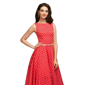 Robe Longue À Pois Rouge