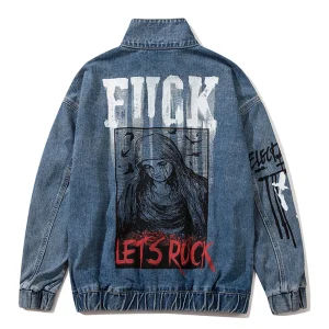 "FUCK" Veste en Jean denim Bleu - URB1™