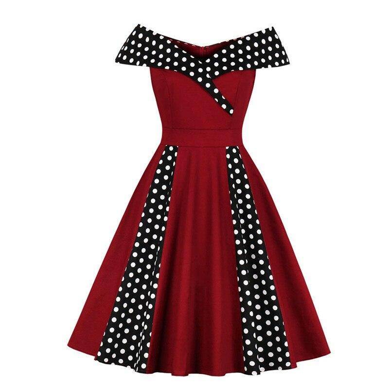 Robe Retro A Pois Dentelle Grande Taille