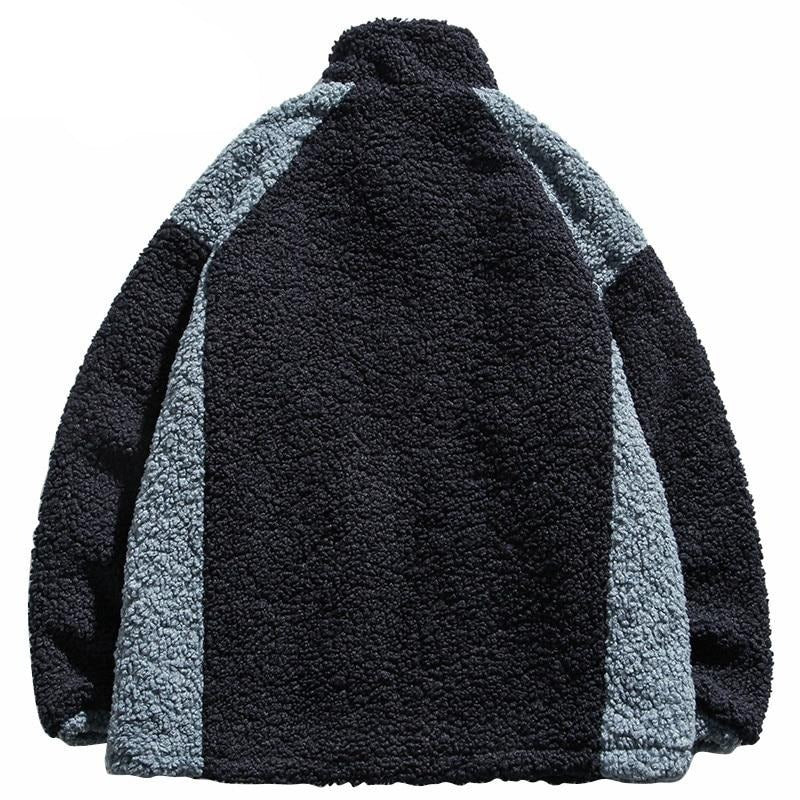 "CONTENTED" Pull Gilet à Zip Fourrure mouton Noir - URB1™ – Image 5