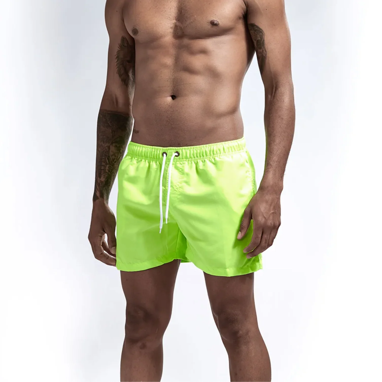 "SWIM" Maillot de bain Short de plage Homme couleur Vert Fluo - URB1™ – Image 3