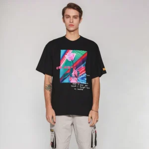 "09.25" T-shirt Noir Oversize Imprimé - URB1™