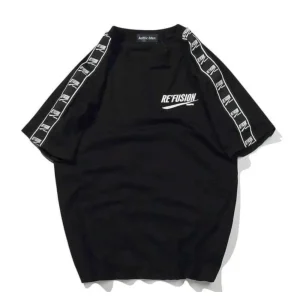 "RE'FUSION" T-shirt Noir Imprimé Streetwear - URB1™