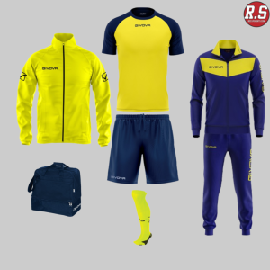 Pack Givova Mac 03 – Kit Club Premium (Maillot + Short + Chaussettes + Coupe-vent + Sac)
