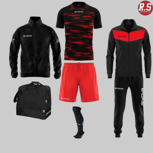 Pack Givova Ma 035 – Kit Club Premium (Maillot + Short + Chaussettes + Coupe-vent + Sac)