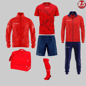 Pack Givova Ma 040– Kit Club Premium (Maillot + Short + Chaussettes + Coupe-vent + Sac)