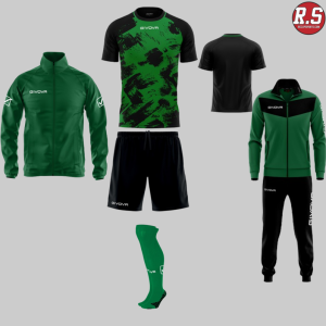 Pack Givova Mac 05 – Kit Club Essentiel (Maillot + Short + Chaussettes + Coupe-vent)
