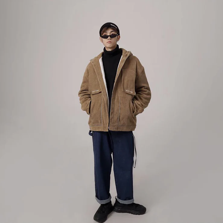 "SETMOHG" Manteau Blouson Noir Velour Mouton - URB1™ – Image 8